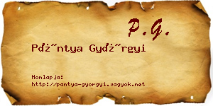 Pántya Györgyi névjegykártya